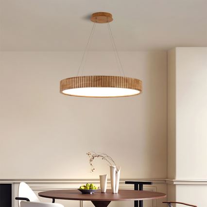 Brilagi - Suspension LED sur câble FALCON WOOD MODERN LED/40W/230V 3000/4000/6000K Ø 60 cm en bois