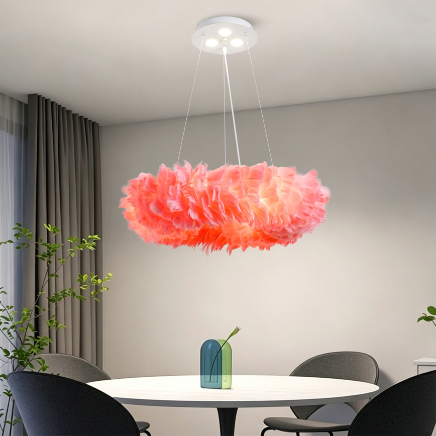 BRILAGI - Suspension LED sur câble FEATHER, 3x E27 (max. 40W, 230V) + 3x LED 3W intégrées, Ø 50 cm, rose