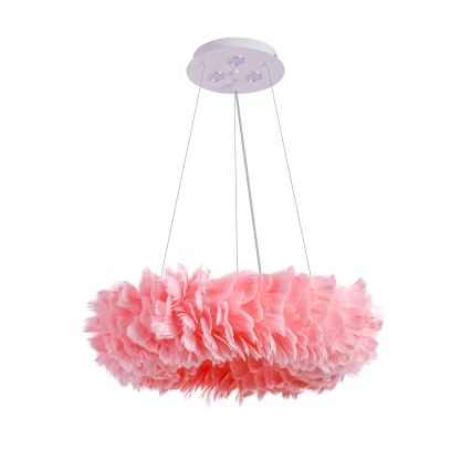 Brilagi - Suspension LED sur câble FEATHER, 3x E27 (max. 40W, 230V) + 3x LED 3W intégrées, Ø 50 cm, rose