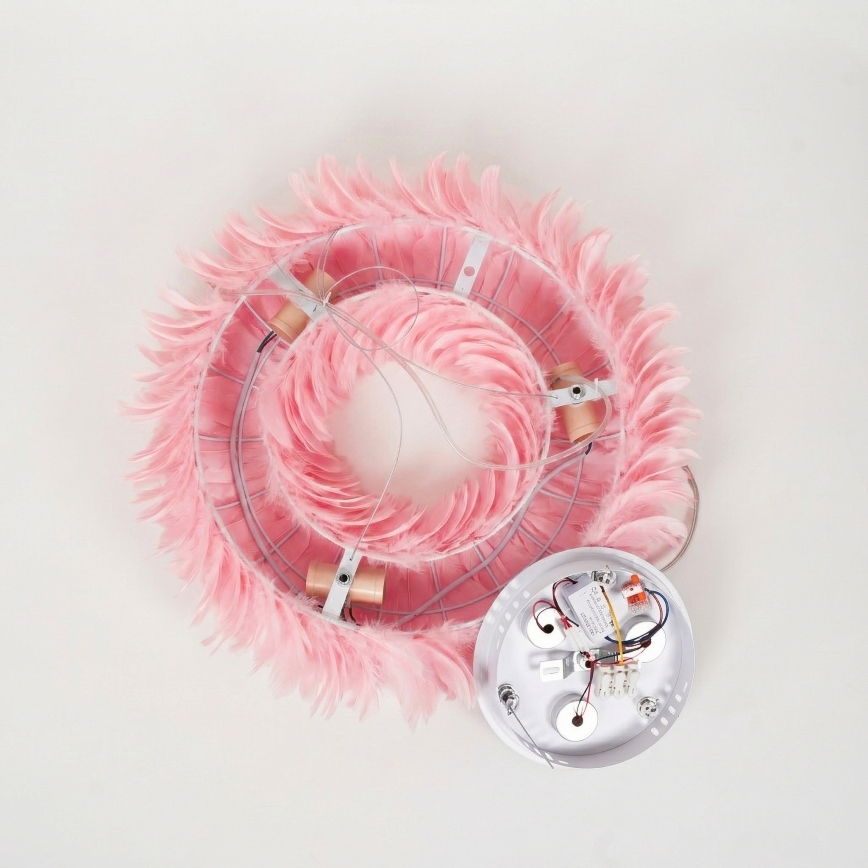 Brilagi - Suspension LED sur câble FEATHER, 3x E27 (max. 40W, 230V) + 3x LED 3W intégrées, Ø 50 cm, rose