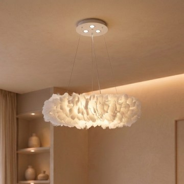 Brilagi - Suspension LED sur câble FEATHER 3xE27/40W/230V + 3xLED/3W Ø 50 cm blanche