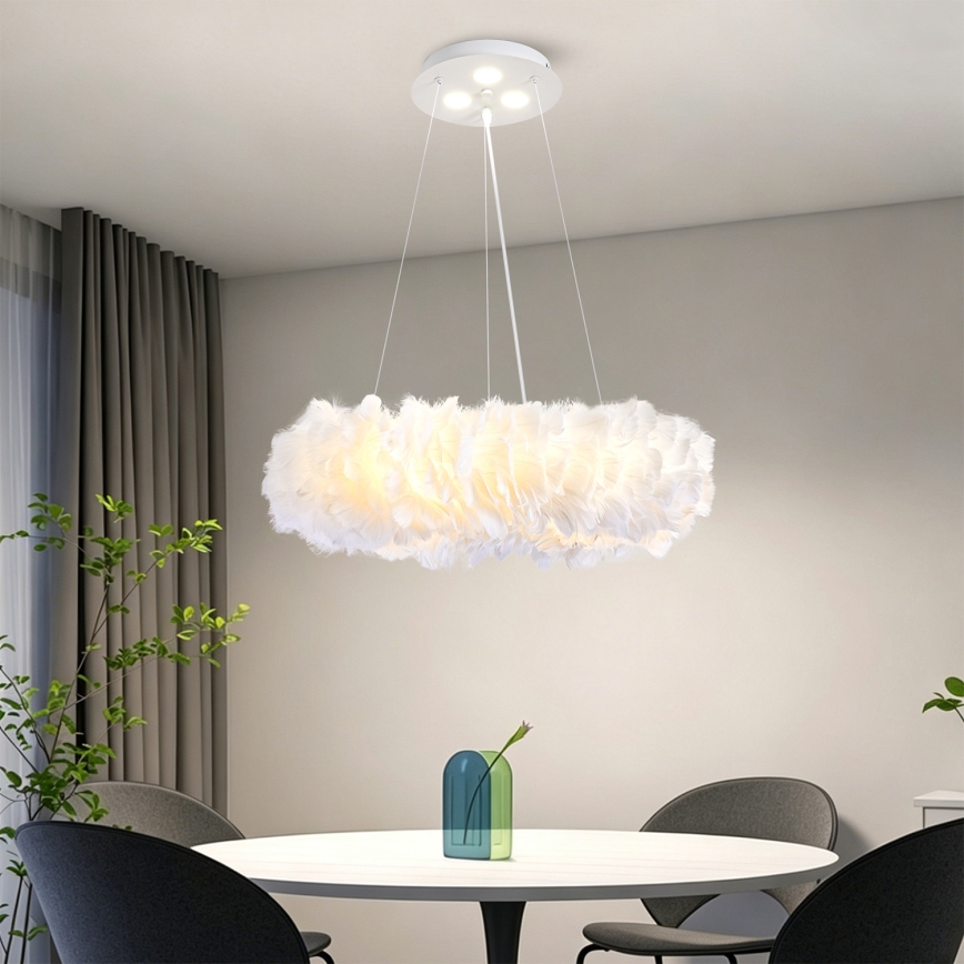 BRILAGI - Suspension LED sur câble FEATHER 3xE27/40W/230V + 3xLED/3W Ø 50 cm blanche