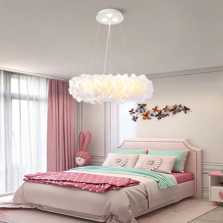 BRILAGI - Suspension LED sur câble FEATHER 3xE27/40W/230V + 3xLED/3W Ø 50 cm blanche