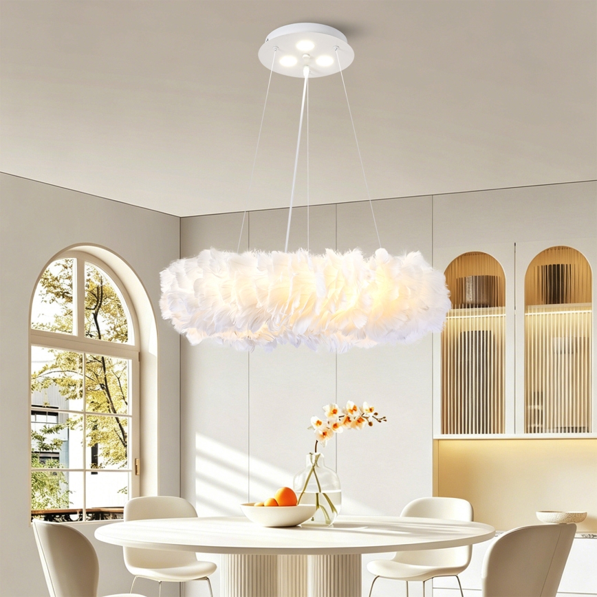 BRILAGI - Suspension LED sur câble FEATHER 3xE27/40W/230V + 3xLED/3W Ø 50 cm blanche