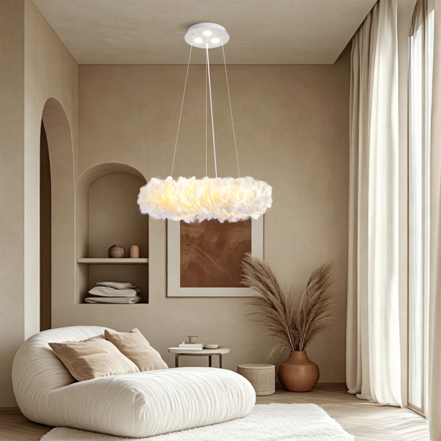 BRILAGI - Suspension LED sur câble FEATHER 3xE27/40W/230V + 3xLED/3W Ø 50 cm blanche