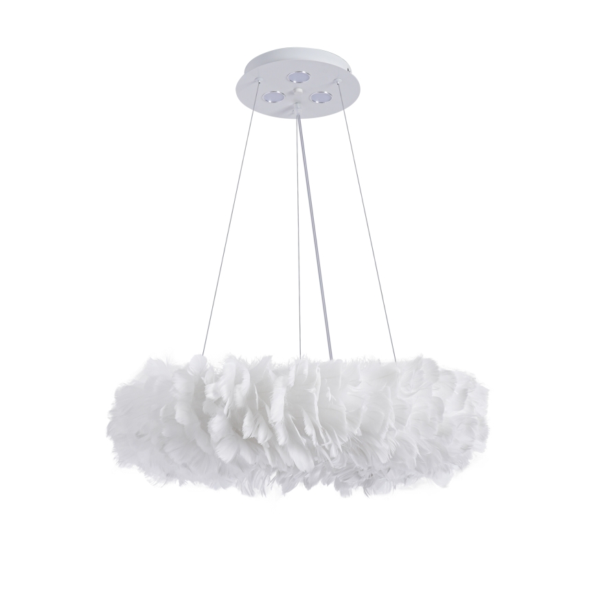 Brilagi - Suspension LED sur câble FEATHER 3xE27/40W/230V + 3xLED/3W Ø 50 cm blanche
