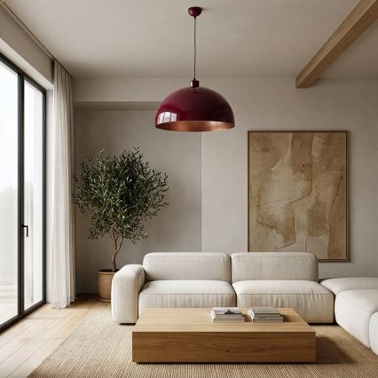 Brilagi - Suspension LED sur câble METALO 1xE27/40W/230V diam. 40 cm bordeaux/cuivrée