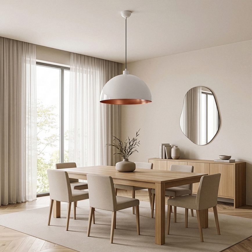 Brilagi - Suspension LED sur câble METALO 1xE27/40W/230V Ø 40 cm blanc/cuivre