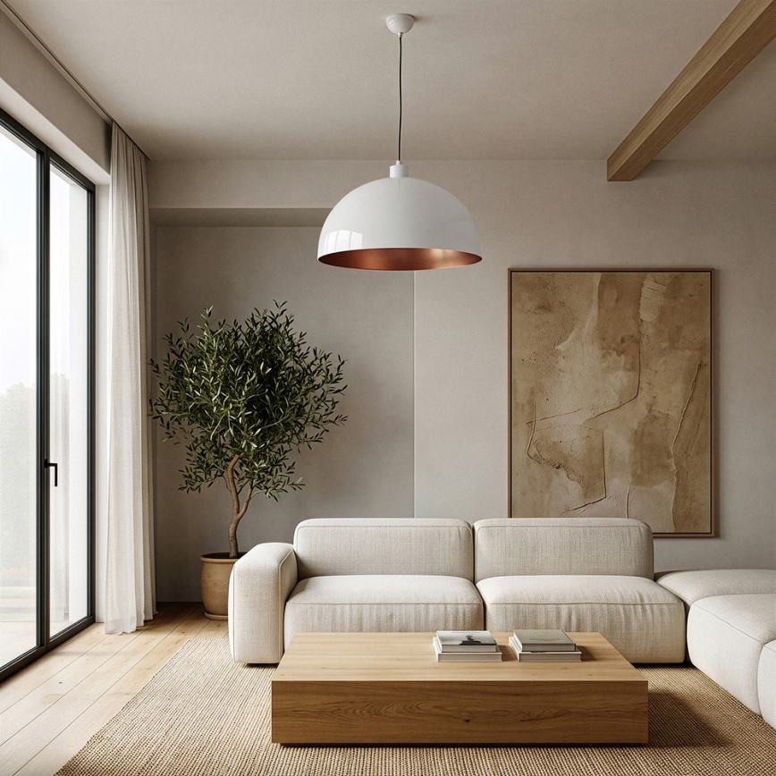Brilagi - Suspension LED sur câble METALO 1xE27/40W/230V Ø 40 cm blanc/cuivre