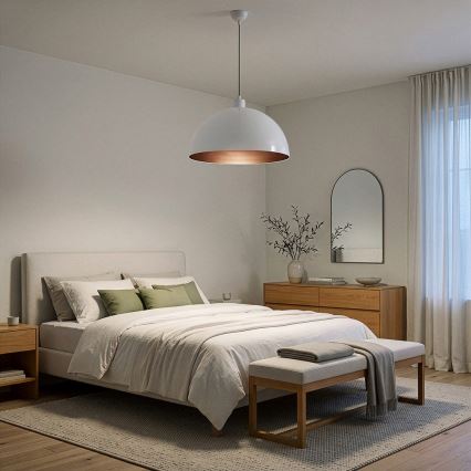 Brilagi - Suspension LED sur câble METALO 1xE27/40W/230V Ø 40 cm blanc/cuivre