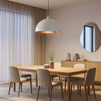 Brilagi - Suspension LED sur câble METALO 1xE27/40W/230V Ø 40 cm blanc/cuivre