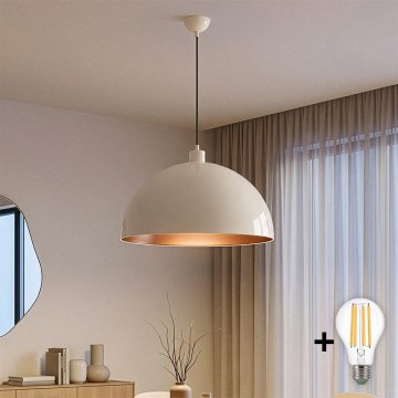 Brilagi - Suspension LED sur câble METALO 1xE27/40W/230V Ø 60 cm beige/cuivre