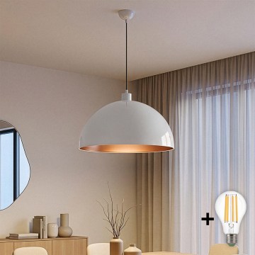 Brilagi - Suspension LED sur câble METALO 1xE27/40W/230V Ø 60 cm blanc/cuivré