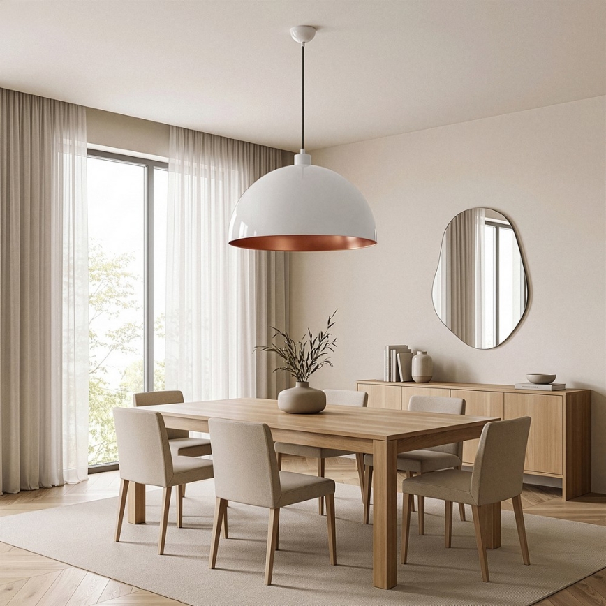 Brilagi - Suspension LED sur câble METALO 1xE27/40W/230V Ø 60 cm blanc/cuivré