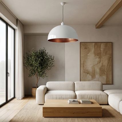 Brilagi - Suspension LED sur câble METALO 1xE27/40W/230V Ø 60 cm blanc/cuivré