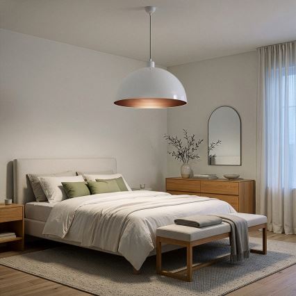 Brilagi - Suspension LED sur câble METALO 1xE27/40W/230V Ø 60 cm blanc/cuivré
