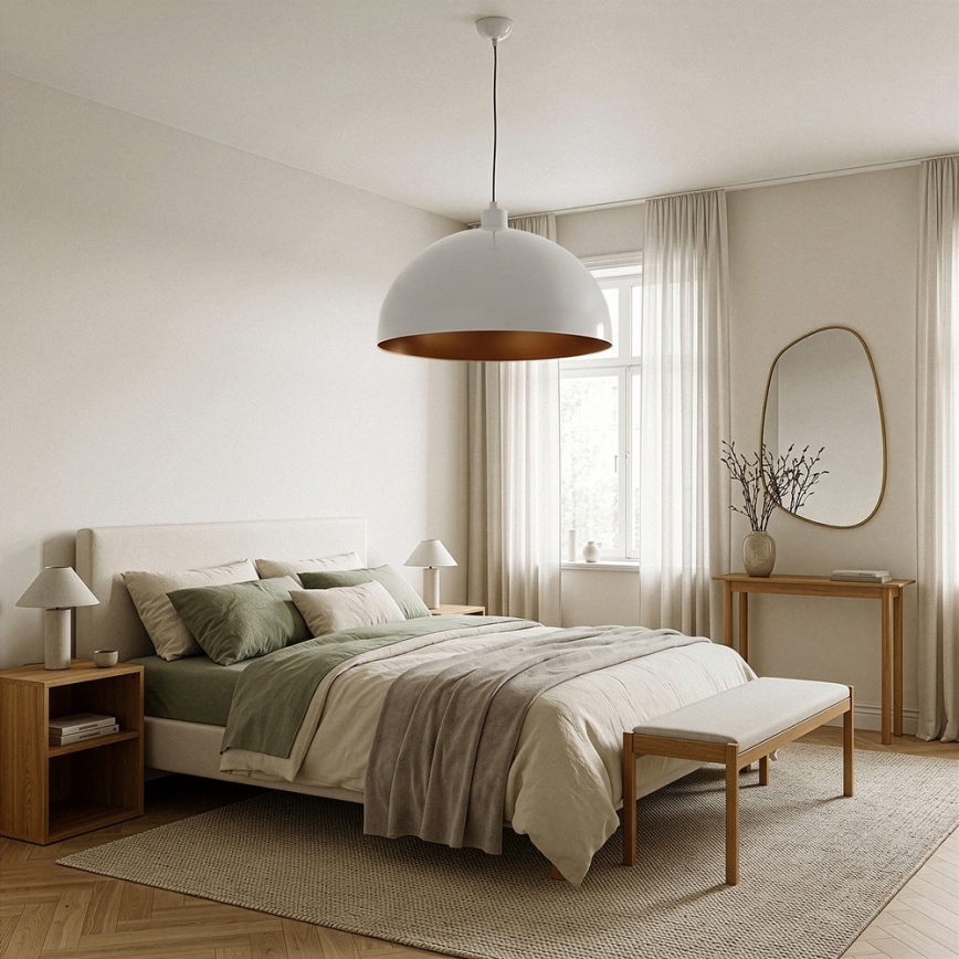 Brilagi - Suspension LED sur câble METALO 1xE27/40W/230V Ø 60 cm blanc/cuivré