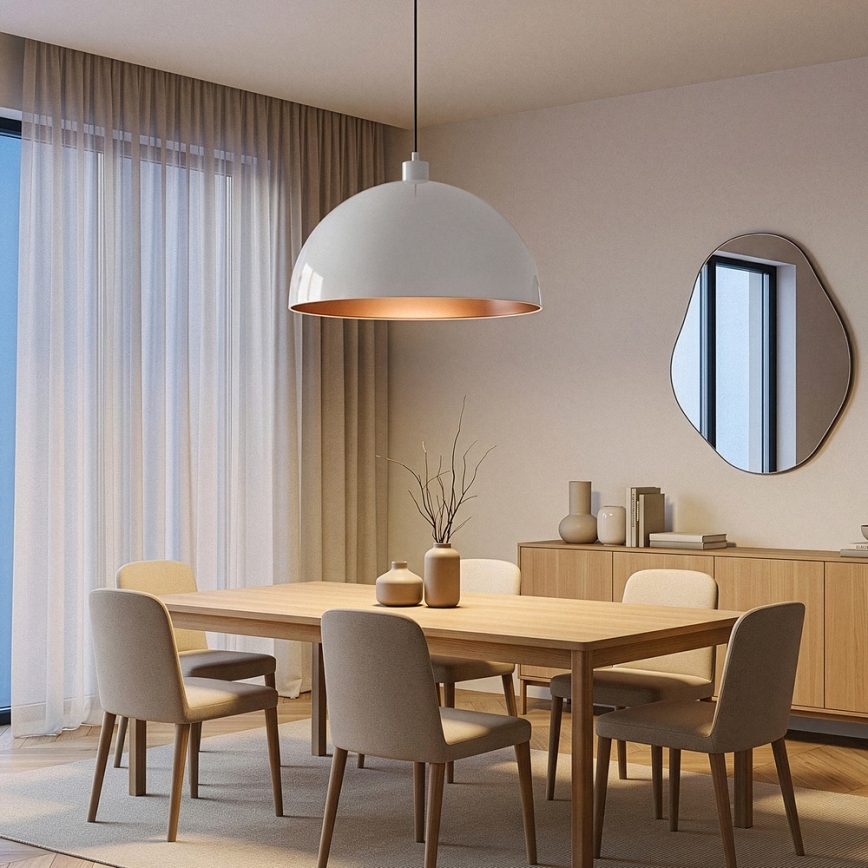 Brilagi - Suspension LED sur câble METALO 1xE27/40W/230V Ø 60 cm blanc/cuivré