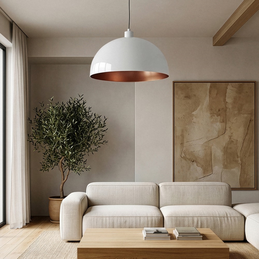 Brilagi - Suspension LED sur câble METALO 1xE27/40W/230V Ø 60 cm blanc/cuivré