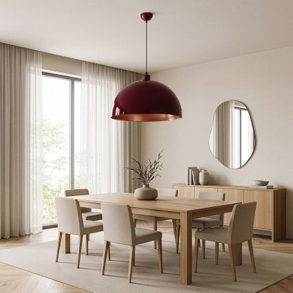 Brilagi - Suspension LED sur câble METALO 1xE27/40W/230V Ø 60 cm bordeaux/cuivré