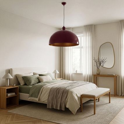 Brilagi - Suspension LED sur câble METALO 1xE27/40W/230V Ø 60 cm bordeaux/cuivré