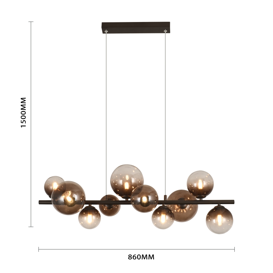 Brilagi - Suspension LED sur câble MILLA 10xG9/3W/230V marron/marron fumé