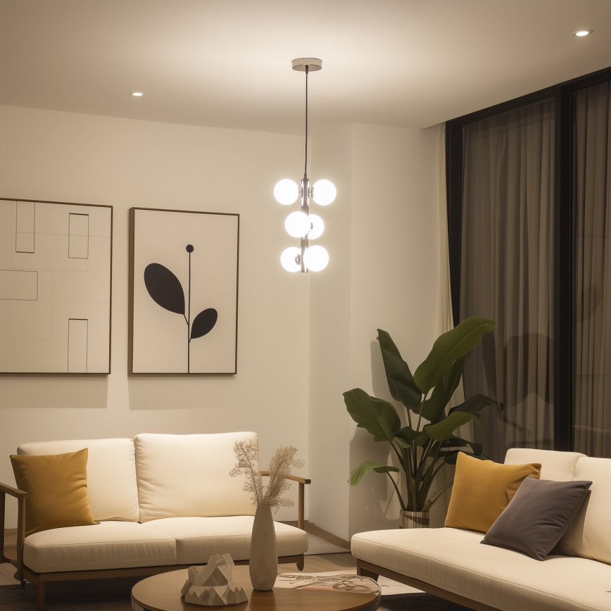 Brilagi - Suspension LED sur câble MILLA 6xG9/3W/230V chrome noir/blanc