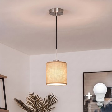 Brilagi - Suspension LED sur câble NUBILA 1xE27/60W/230V Ø 14 cm noir/brun clair