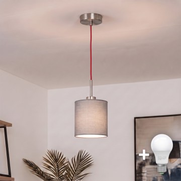 Brilagi - Suspension LED sur câble NUBILA 1xE27/60W/230V Ø 14 cm rouge/gris clair