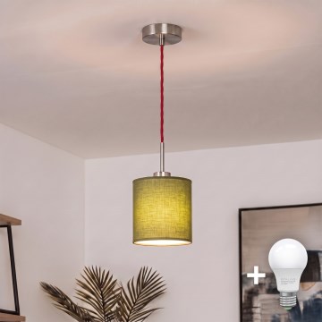Brilagi - Suspension LED sur câble NUBILA 1xE27/60W/230V Ø 14 cm rouge/vert