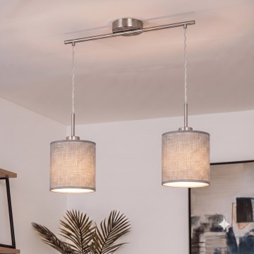 Brilagi - Suspension LED sur câble NUBILA 2xE27/60W/230V grise