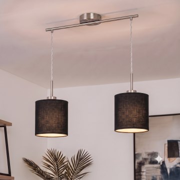 Brilagi - Suspension LED sur câble NUBILA 2xE27/60W/230V noire