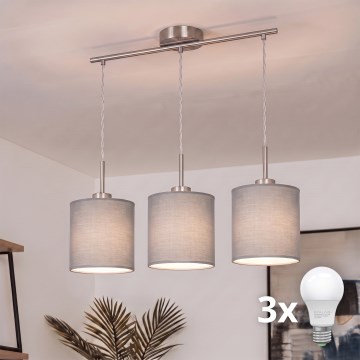 Brilagi - Suspension LED sur câble NUBILA 3xE27/60W/230V gris clair
