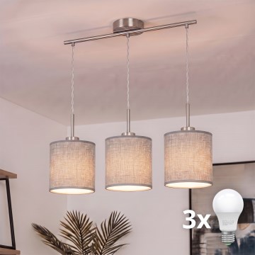 Brilagi - Suspension LED sur câble NUBILA 3xE27/60W/230V gris