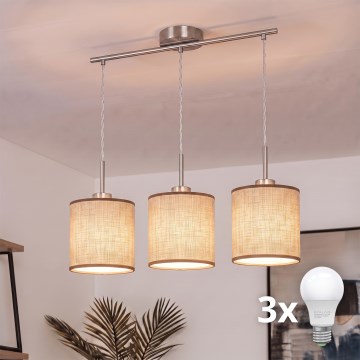 Brilagi - Suspension LED sur câble NUBILA 3xE27/60W/230V marron