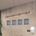 Brilagi - Suspension LED sur câble NUBILA 4xE27/60W/230V gris/bleu foncé