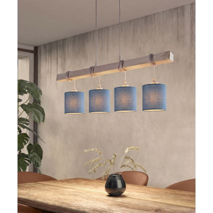 Brilagi - Suspension LED sur câble NUBILA 4xE27/60W/230V gris/bleu foncé