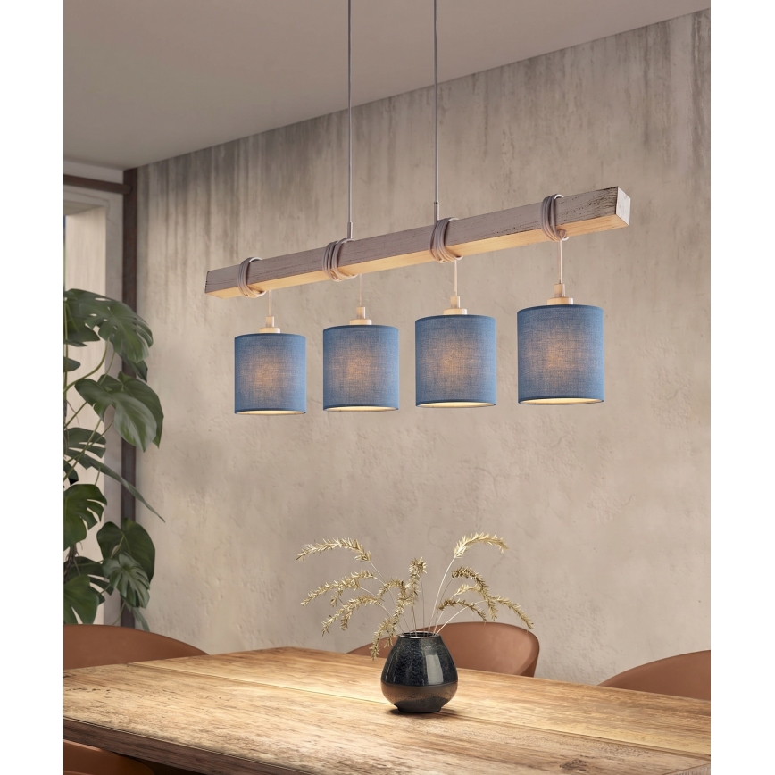 Brilagi - Suspension LED sur câble NUBILA 4xE27/60W/230V gris/bleu foncé