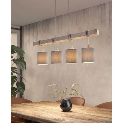 BRILAGI - Suspension LED sur câble NUBILA 4xE27/60W/230V gris clair