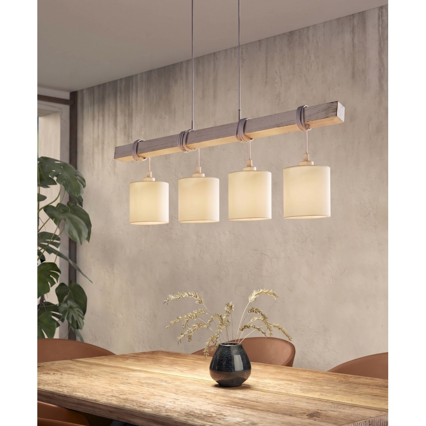 Brilagi - Suspension LED sur câble NUBILA 4xE27/60W/230V gris/crème