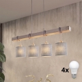 Brilagi - Suspension LED sur câble NUBILA 4xE27/60W/230V gris