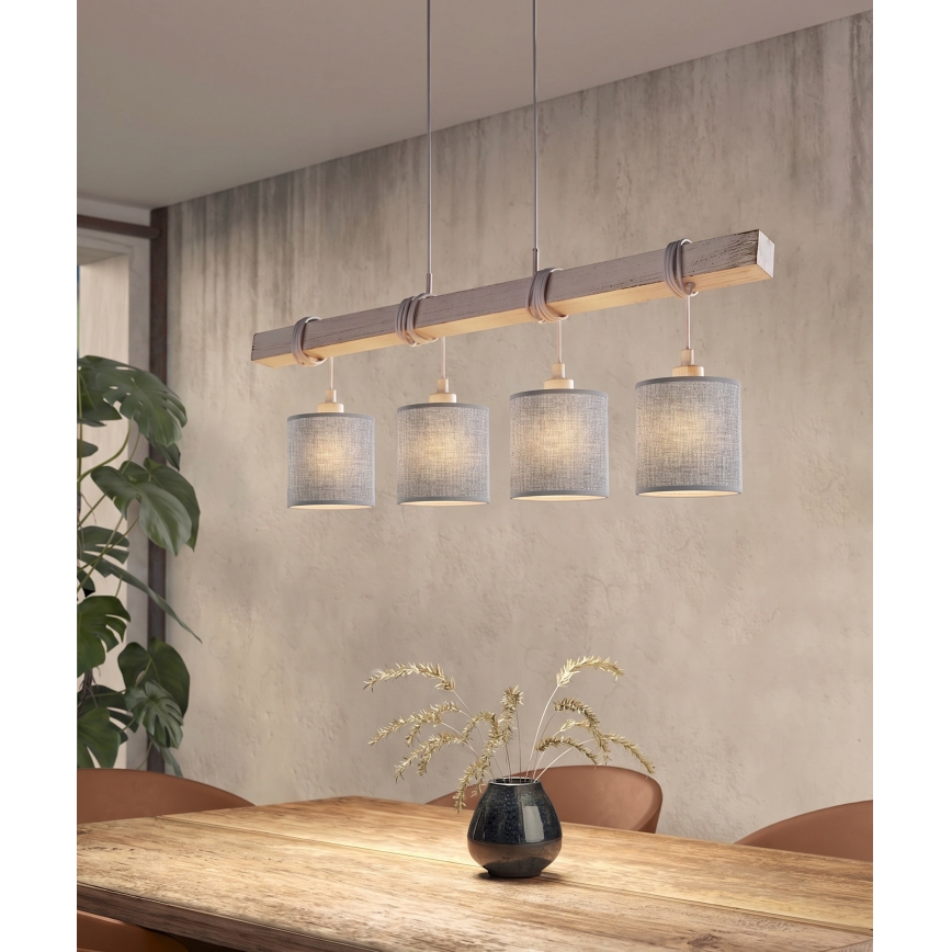 Brilagi - Suspension LED sur câble NUBILA 4xE27/60W/230V gris
