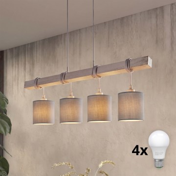 Brilagi - Suspension LED sur câble NUBILA 4xE27/60W/230V gris