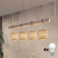 Brilagi - Suspension LED sur câble NUBILA 4xE27/60W/230V gris/marron clair