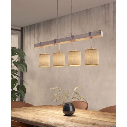 Brilagi - Suspension LED sur câble NUBILA 4xE27/60W/230V gris/marron clair