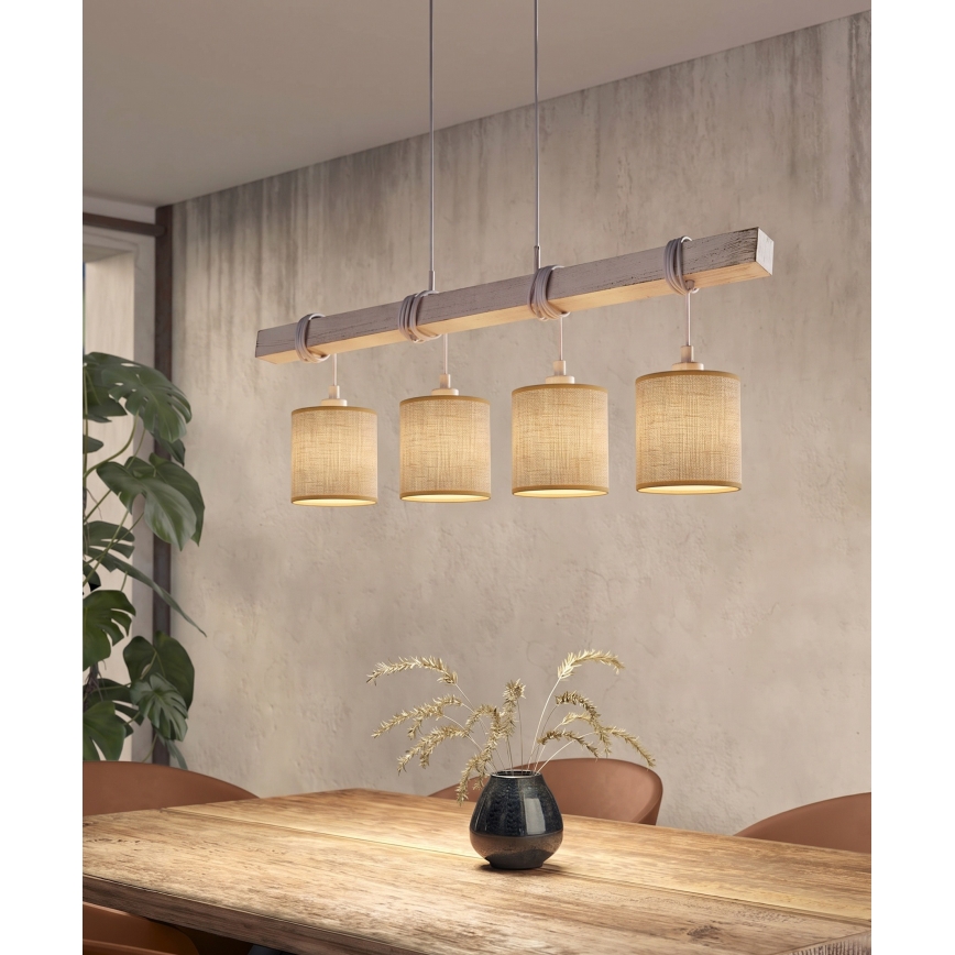 Brilagi - Suspension LED sur câble NUBILA 4xE27/60W/230V gris/marron clair