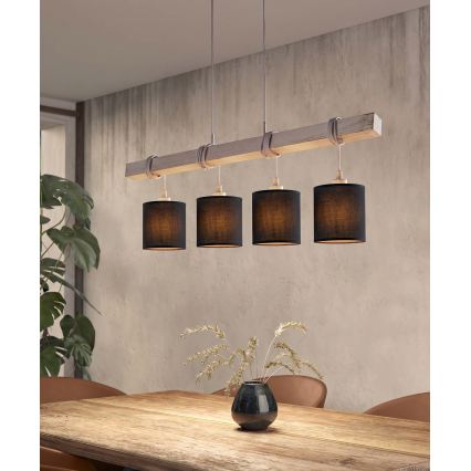 Brilagi - Suspension LED sur câble NUBILA 4xE27/60W/230V gris/noir