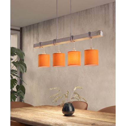 Brilagi - Suspension LED sur câble NUBILA 4xE27/60W/230V gris/orange