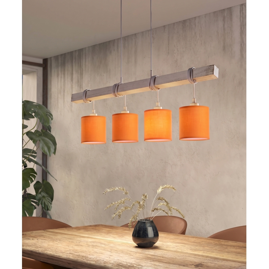 Brilagi - Suspension LED sur câble NUBILA 4xE27/60W/230V gris/orange