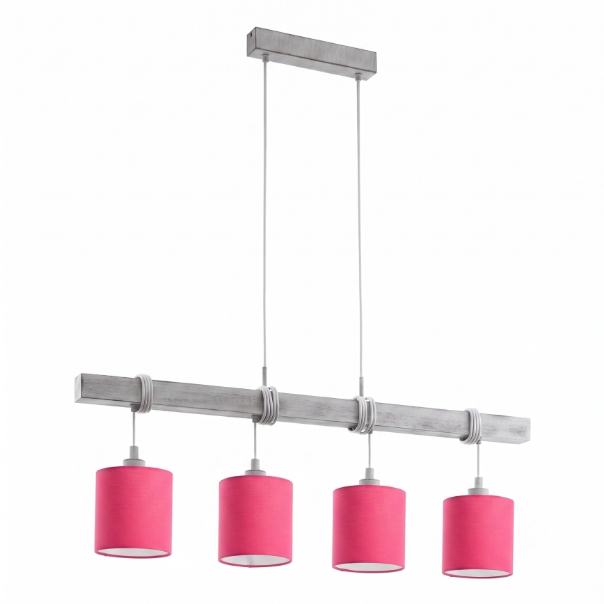 Brilagi - Suspension LED sur câble NUBILA 4xE27/60W/230V gris/rose